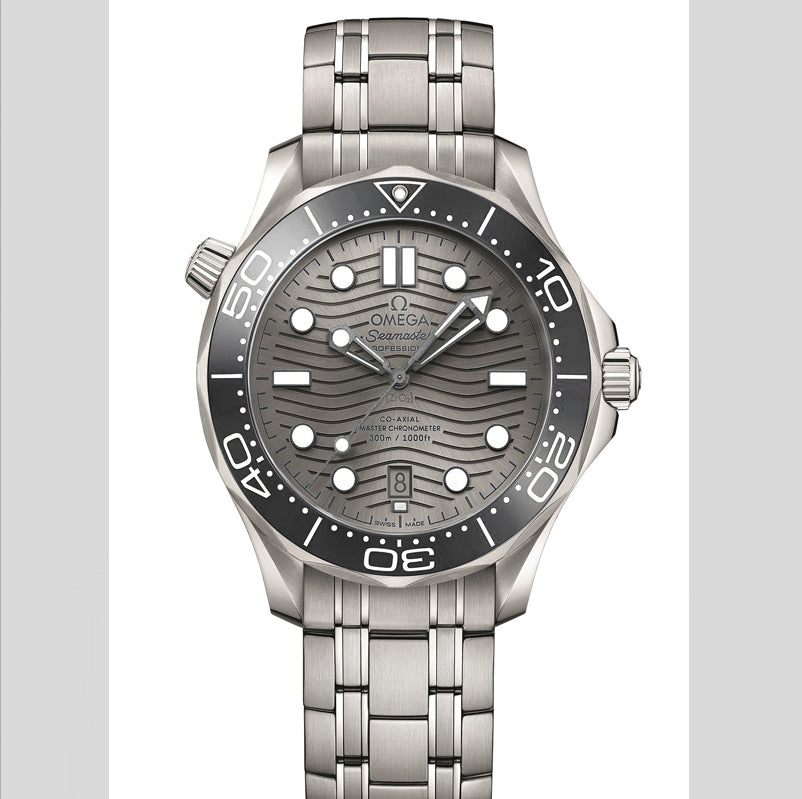 Seamaster Diver 300M SS Gray Ceramic Bezel Black Dial on SS Bracelet