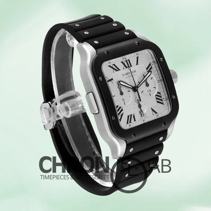 Santos 43mm WSSA0017 Men’s Silver Dial Chronograph
