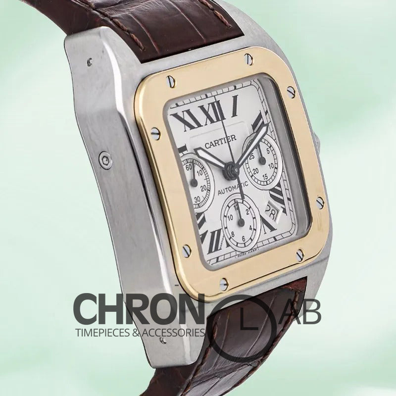 Santos 39mm Men’s W20091X7 2-Tone White Dial Chronograph