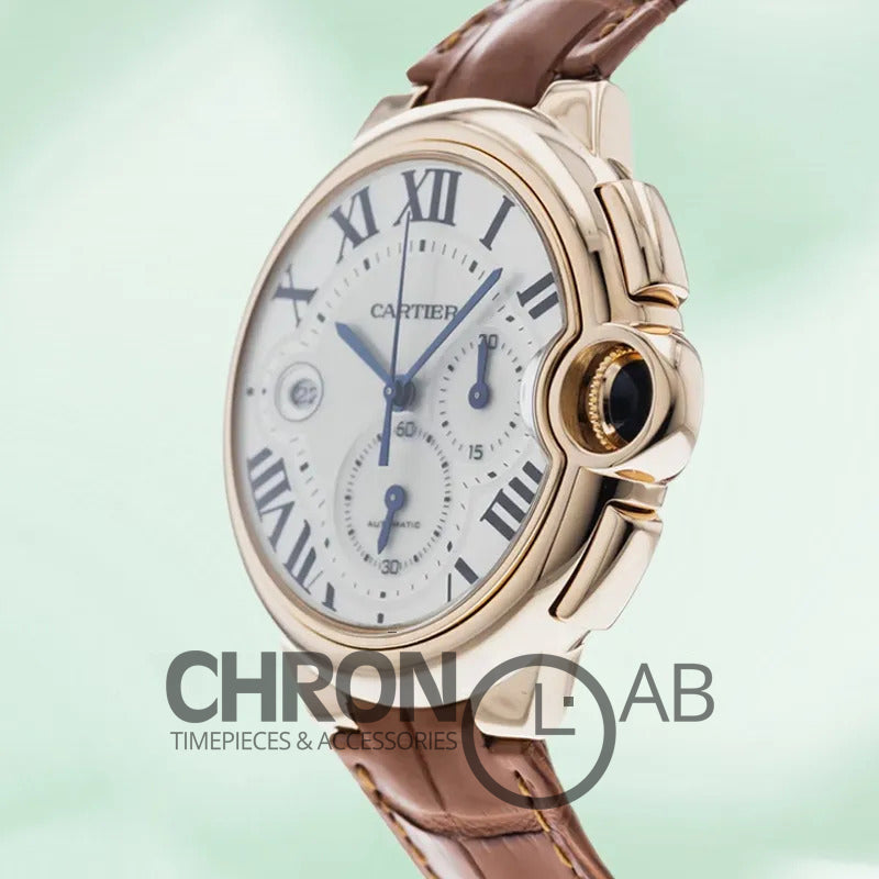 Ballon Bleu 47mm W6920009 Men’s Leather Strap Silver Dial