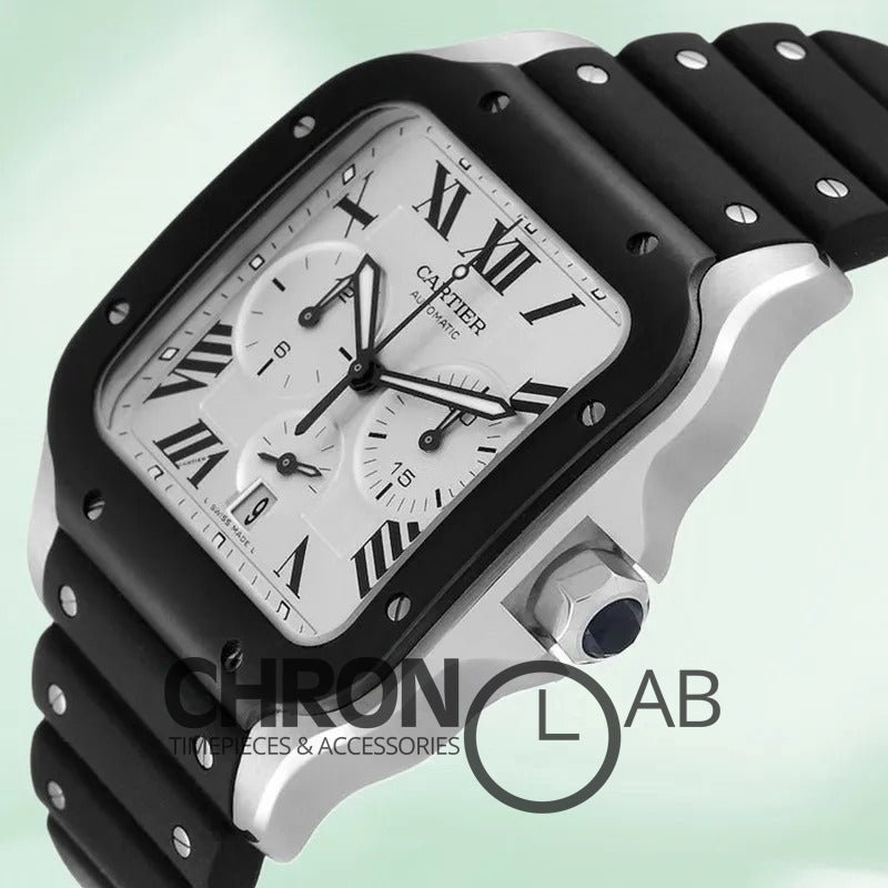 Santos 43mm WSSA0017 Men’s Silver Dial Chronograph