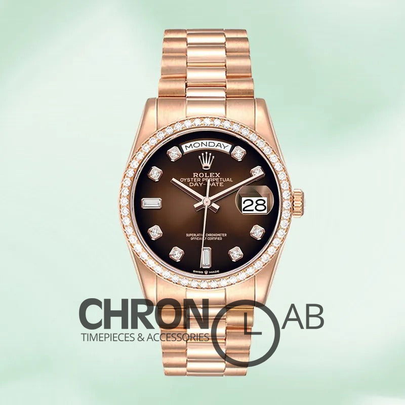 Day-Date 36mm M128345RBR-0040 Brown Dial Rose Gold Clone