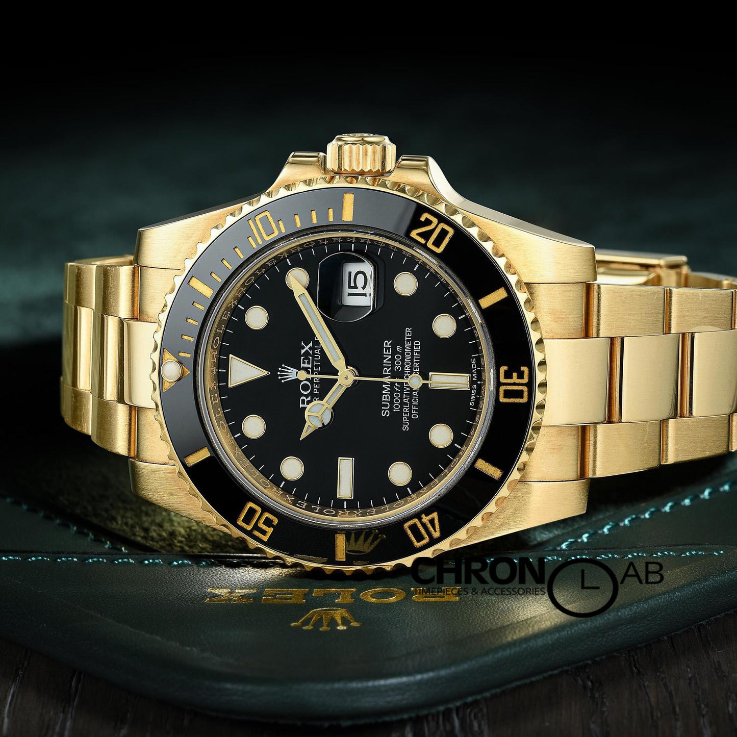 Submariner 116618 Black Ceramic in Yellow Gold