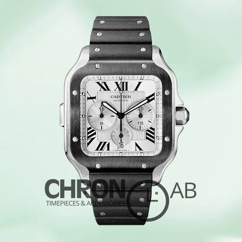 Santos 43mm WSSA0017 Men’s Silver Dial Chronograph