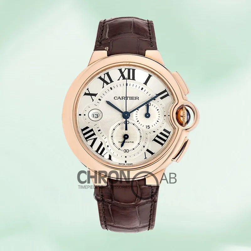 Ballon Bleu 47mm W6920009 Men’s Leather Strap Silver Dial