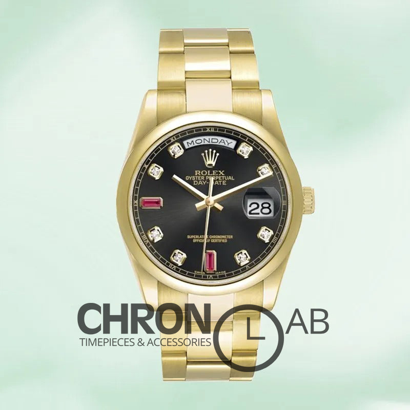 Day-Date 36mm 118208 Men’s Black Dial Clone
