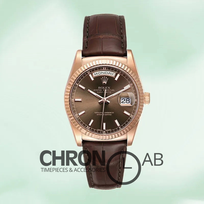 Day-Date 36mm 118135 Leather Strap Clone