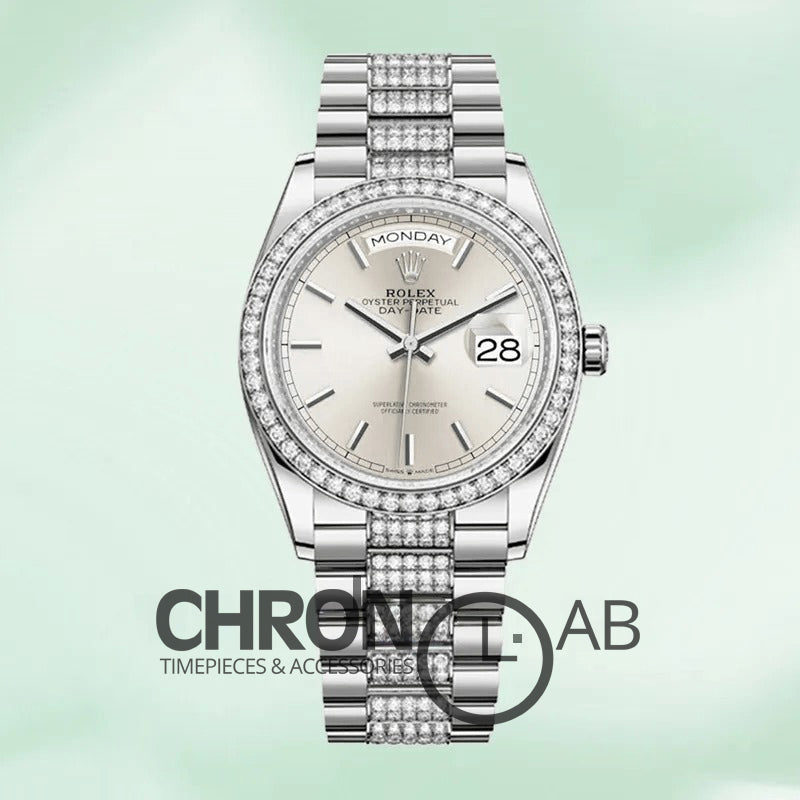 Day-Date 36mm M128349RBR-0013 Silver Clone