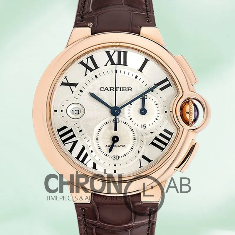 Ballon Bleu 47mm W6920009 Men’s Leather Strap Silver Dial