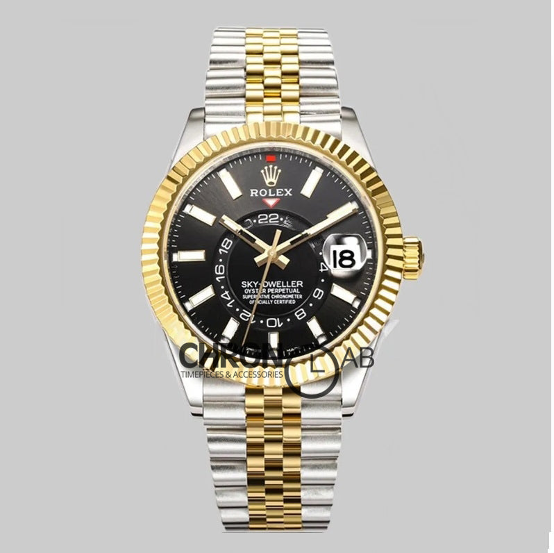 Sky Dweller 2-Toned in Black Dial on Jubilee Bracelet