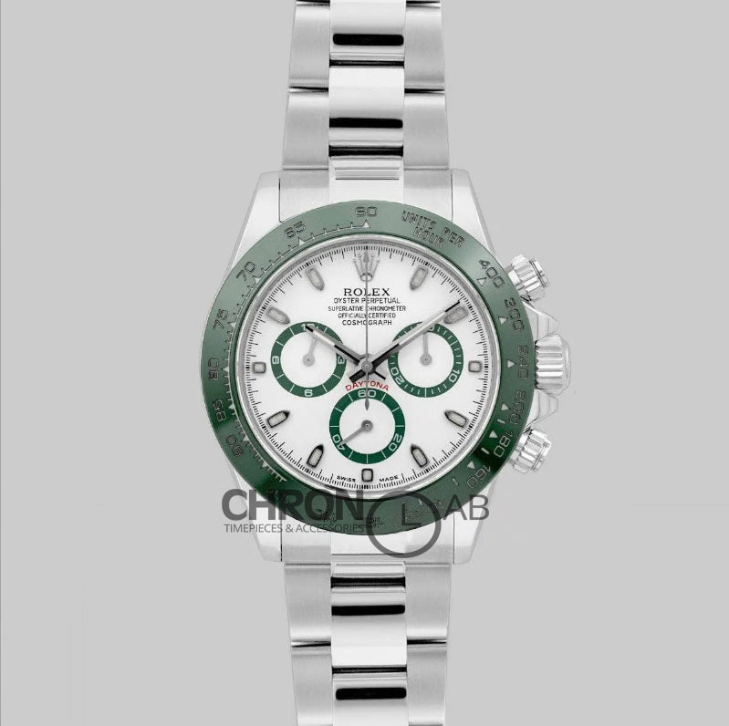 Cosmograph Daytona 116500LV White Dial Green Bezel