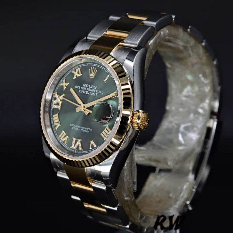 Datejust 126233 Olive Green Dial Yellow Gold and Oystersteel 36MM Unisex Replica Watch