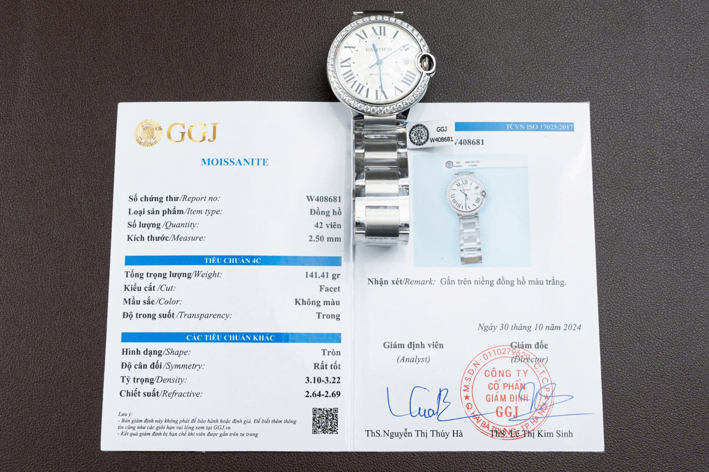 Cartier Ballon Bleu WE9009Z3 White Dial Replica Watch Bezel Diamond Moissanite AF Factory 42mm