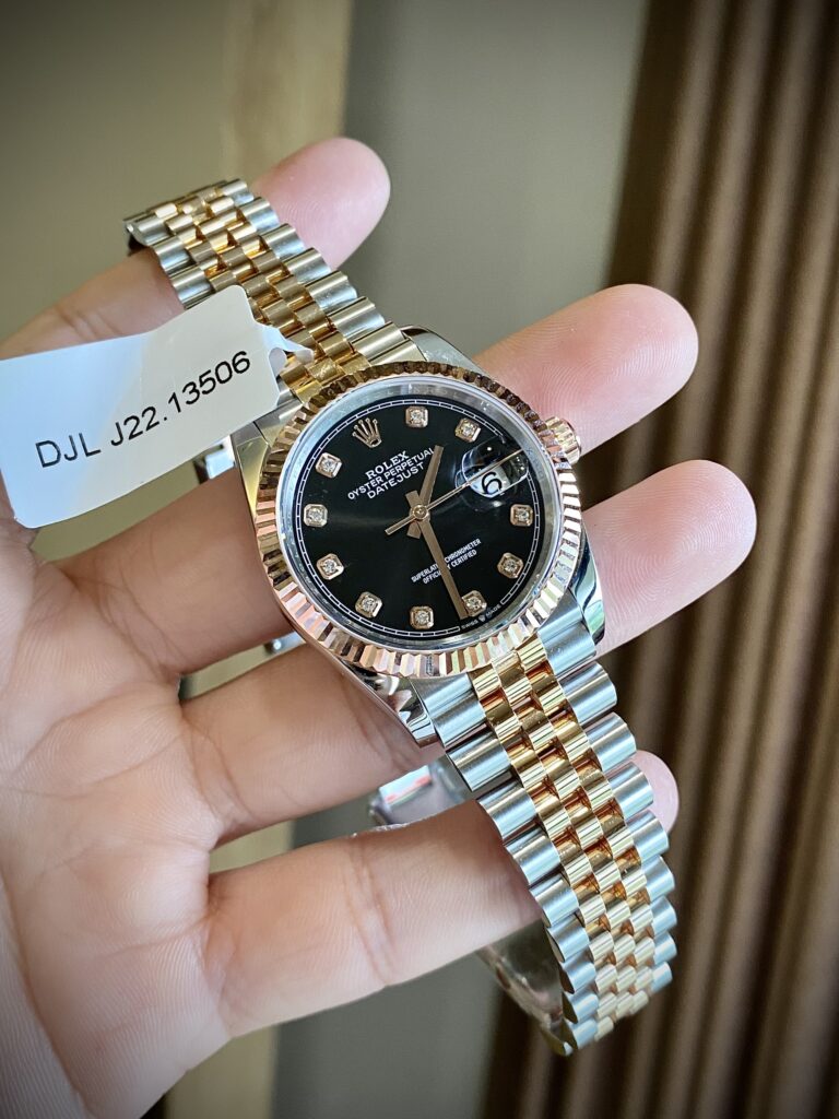 Rolex Replica Watches DateJust Black Dial Gold Wrapped GM Factory 36mm