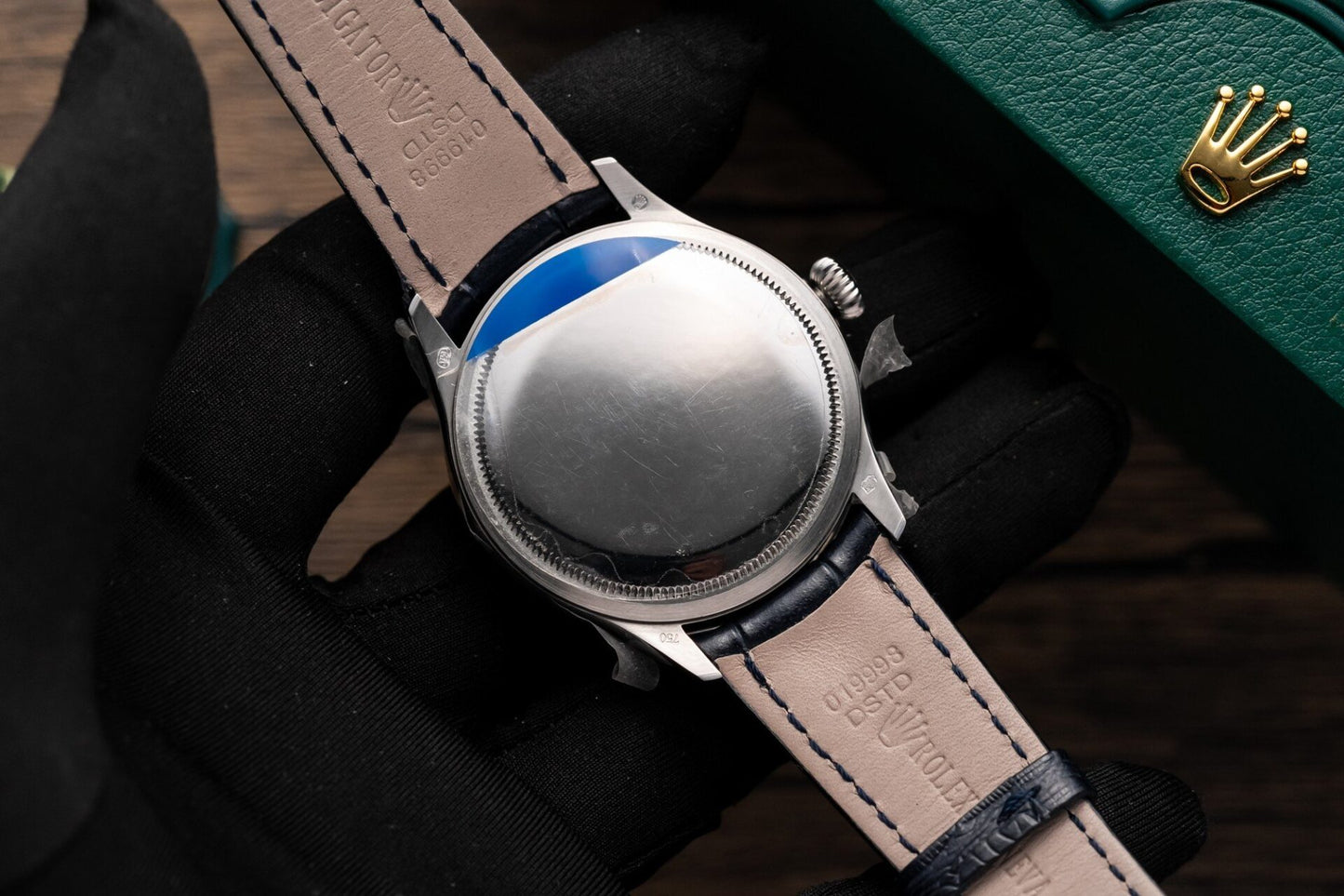 Rolex Replica Watch Cellini Date 50519 Blue Dial Leather Strap 39mm