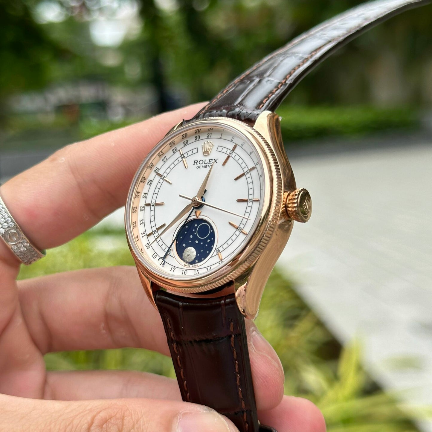 Rolex Replica Watch Cellini Moonphase 50535 Leather Strap 39mm