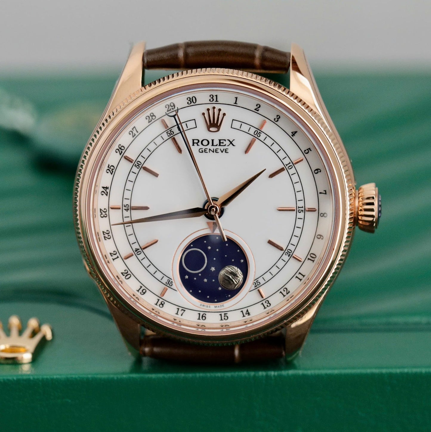 Rolex Cellini Moonphase 50535 Replica Watch Leather Strap 39mm