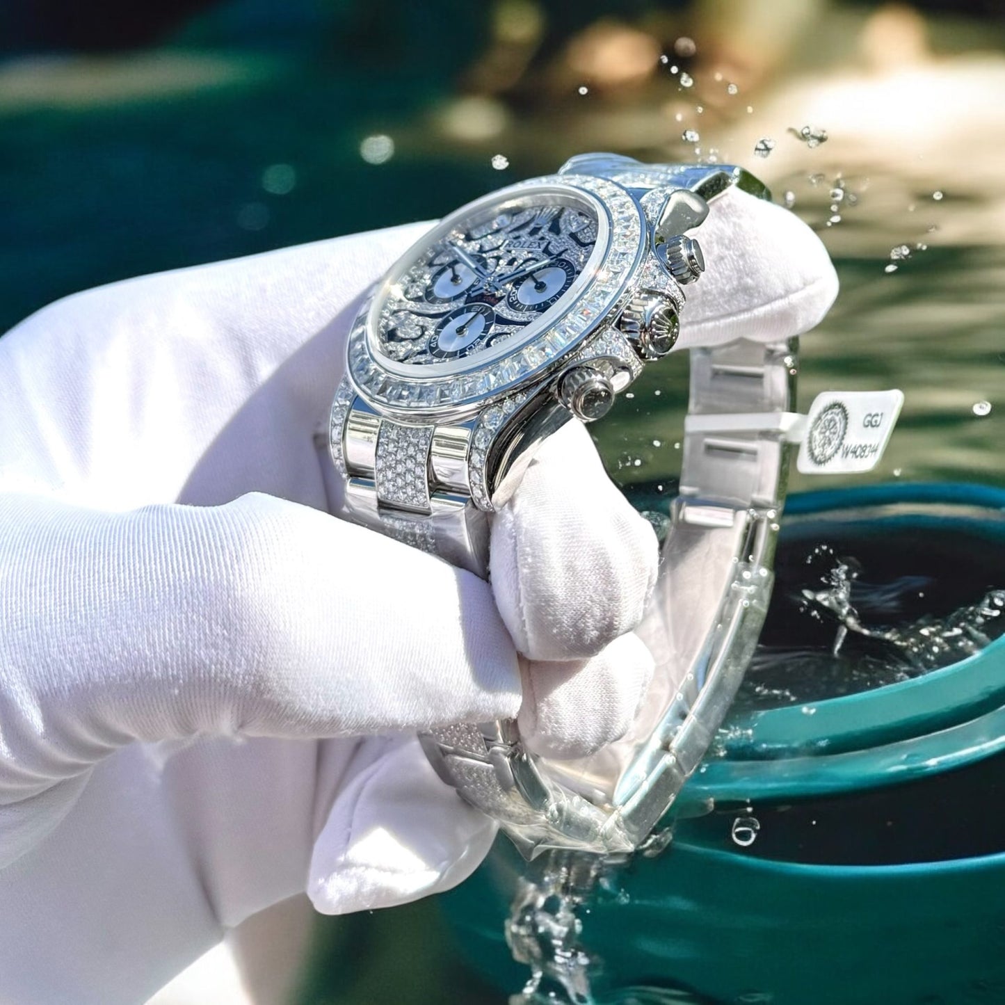 Rolex Cosmograph Daytona Eye Of The Tiger Customs Moissanite Diamonds Replica Watch 40mm Clone