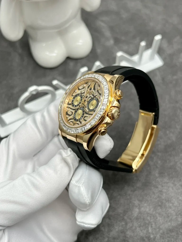 Rolex Solid Gold Watch and Diamonds Daytona 116588TBR Eye Of Tiger 40mm Clone