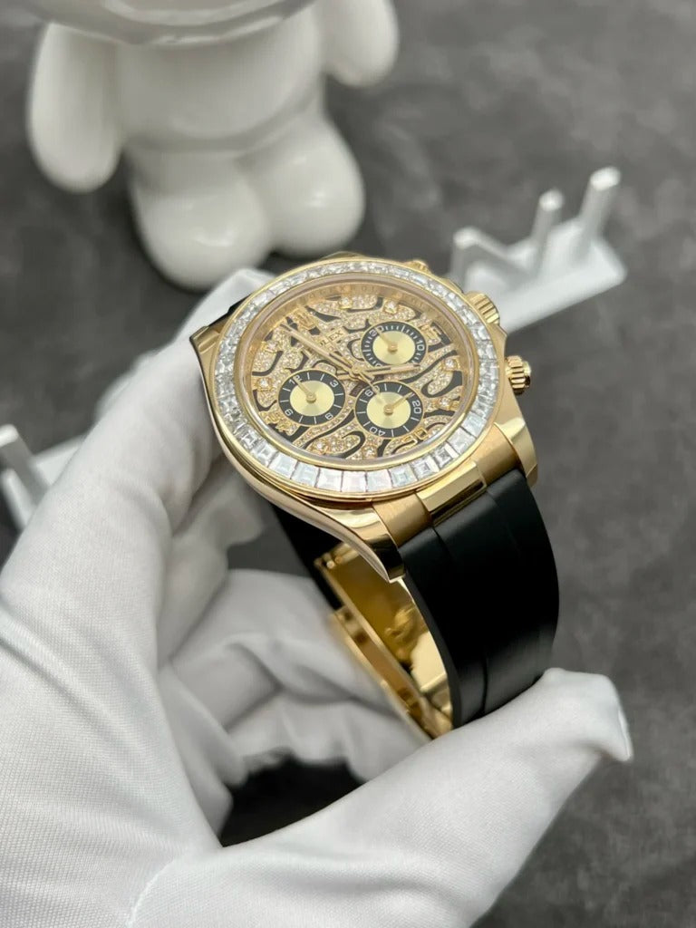 Rolex Solid Gold Watch and Diamonds Daytona 116588TBR Eye Of Tiger 40mm Clone
