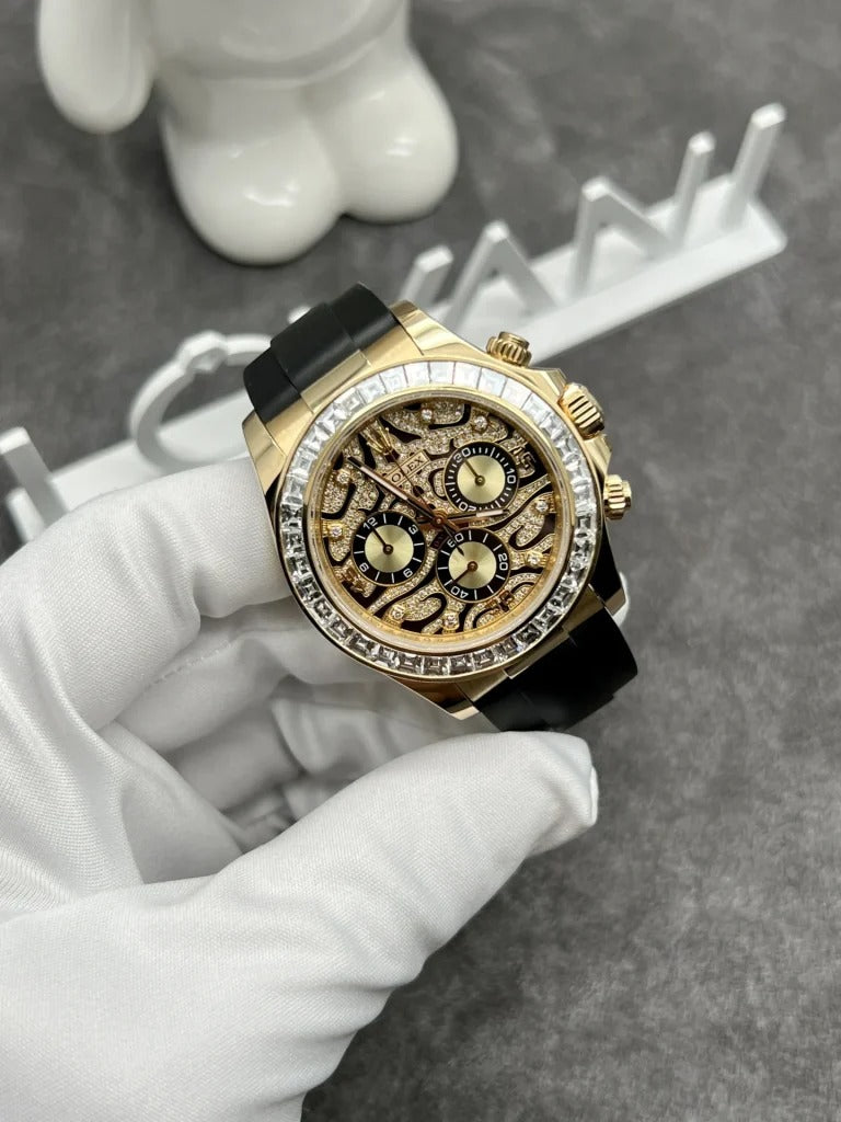 Rolex Solid Gold Watch and Diamonds Daytona 116588TBR Eye Of Tiger 40mm Clone