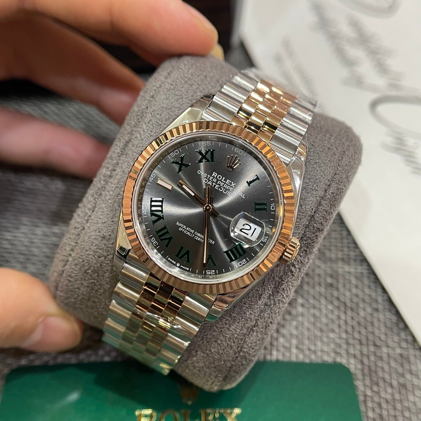 Rolex DateJust 126231 Wimbledon Dial Replica Watch Demi Strap VS Factory 36mm