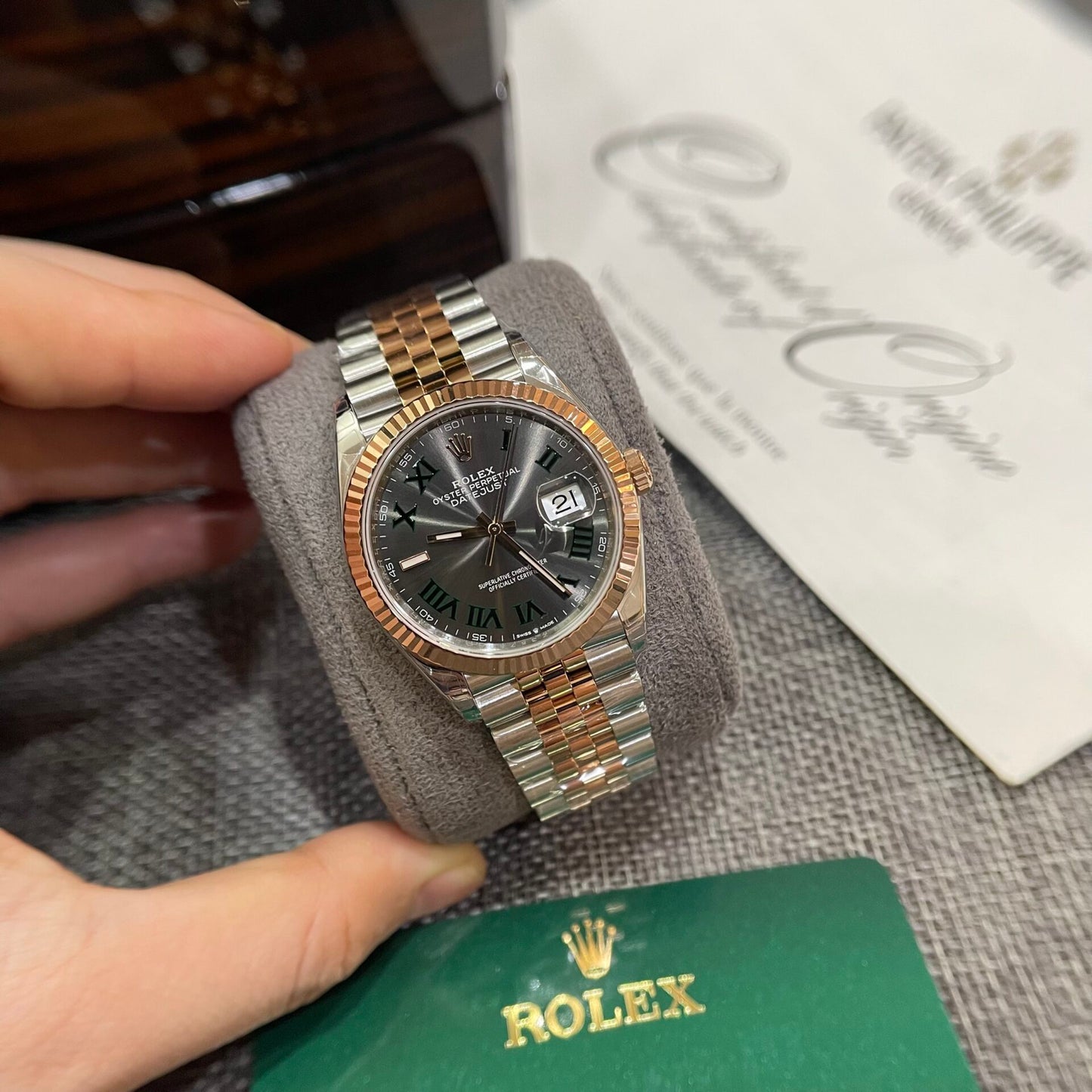 Rolex DateJust 126231 Wimbledon Dial Replica Watch Demi Strap VS Factory 36mm