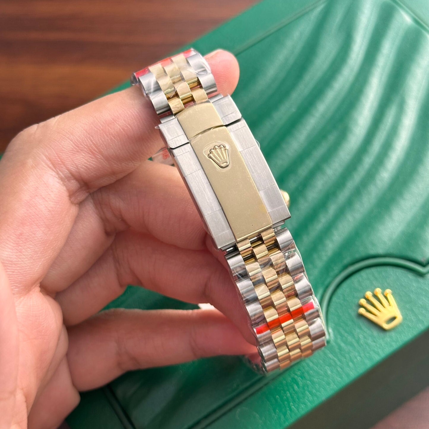 Rolex DateJust 18K Gold Wrapped Replica Watch Palm Leaf Dial GM 36mm Clone