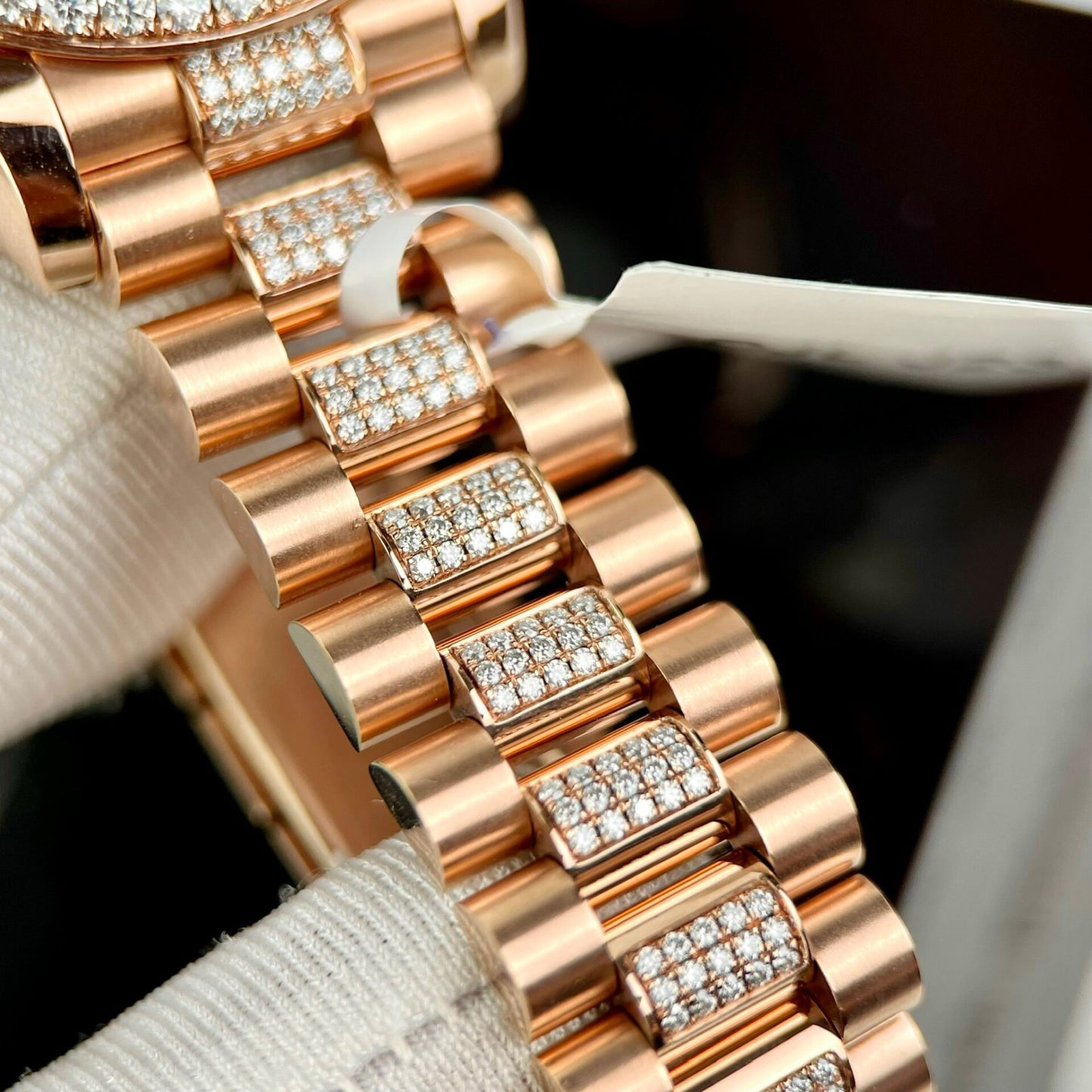 Rolex DateJust Gold Wrapped Moissanite Replica Watch With Chocolate Dial 31mm Clone