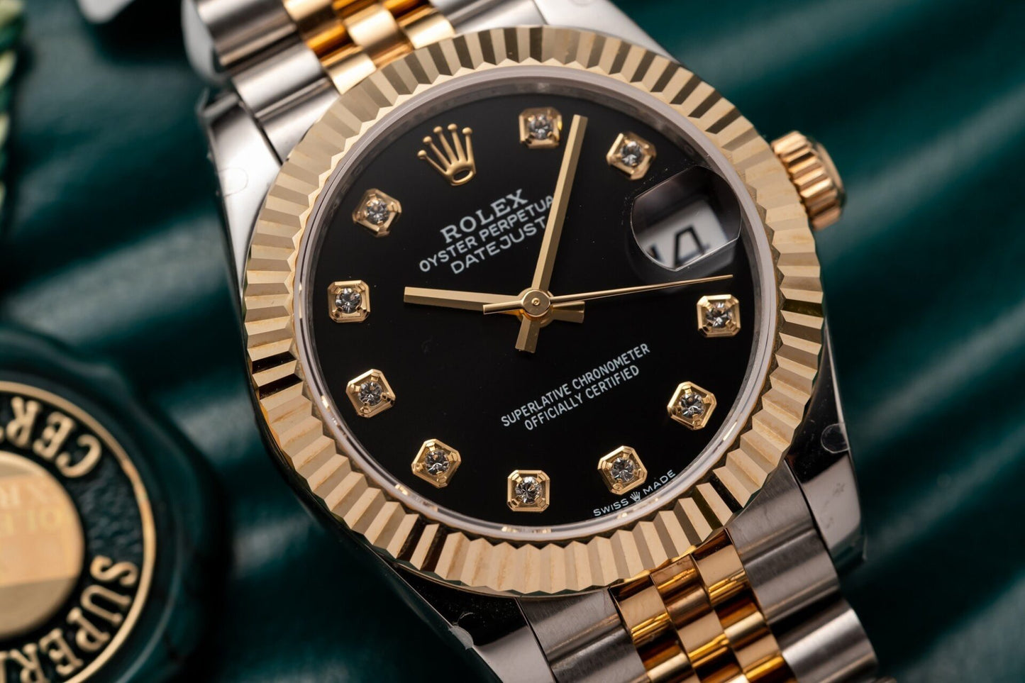 Rolex Best Replica Watches DateJust Gold Wrapped Black Dial 31mm Clone