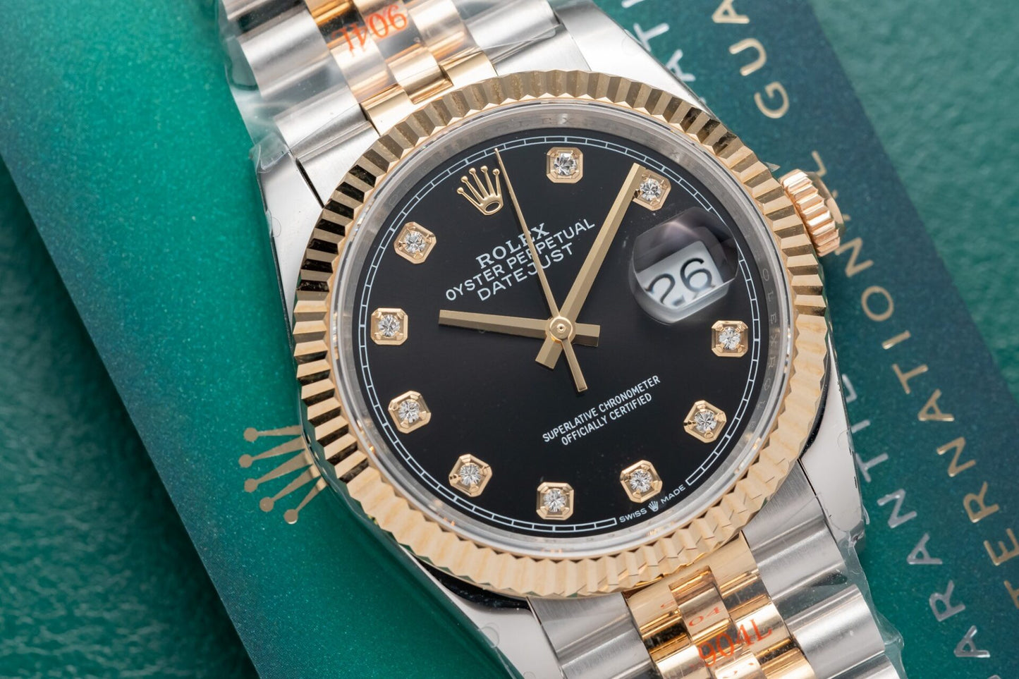 Rolex DateJust Black Dial Gold Wrapped Replica Watch GM Factory 36mm