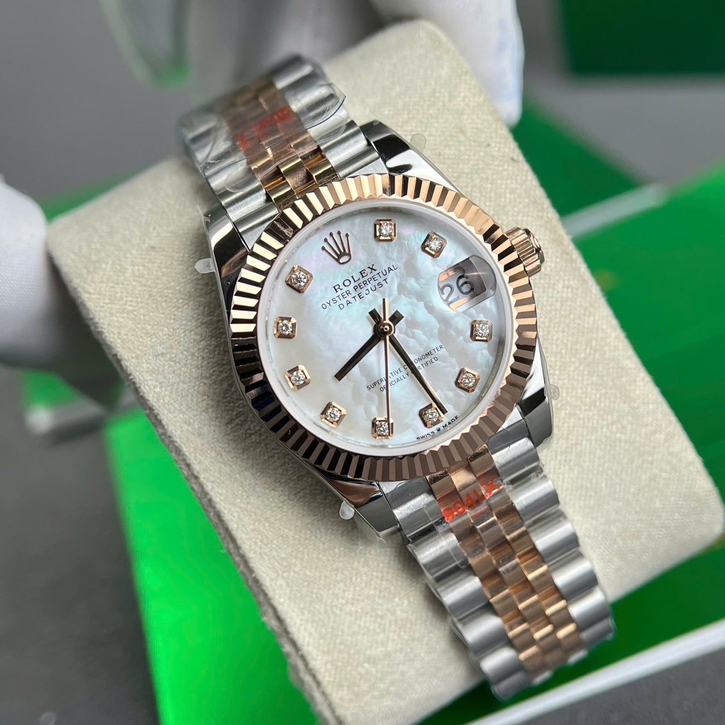 Rolex DateJust Replica Watch Gold Wrapped + MOP Dial Natural Diamond Markers GM Factory 31mm