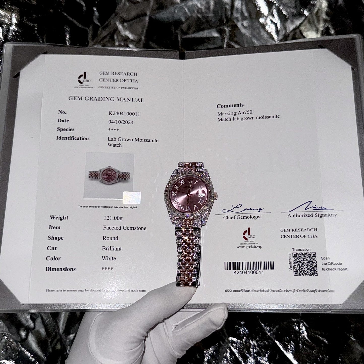 Rolex Replica Watch DateJust With Full Moissanite Diamond Pink Dial 41mm Clone