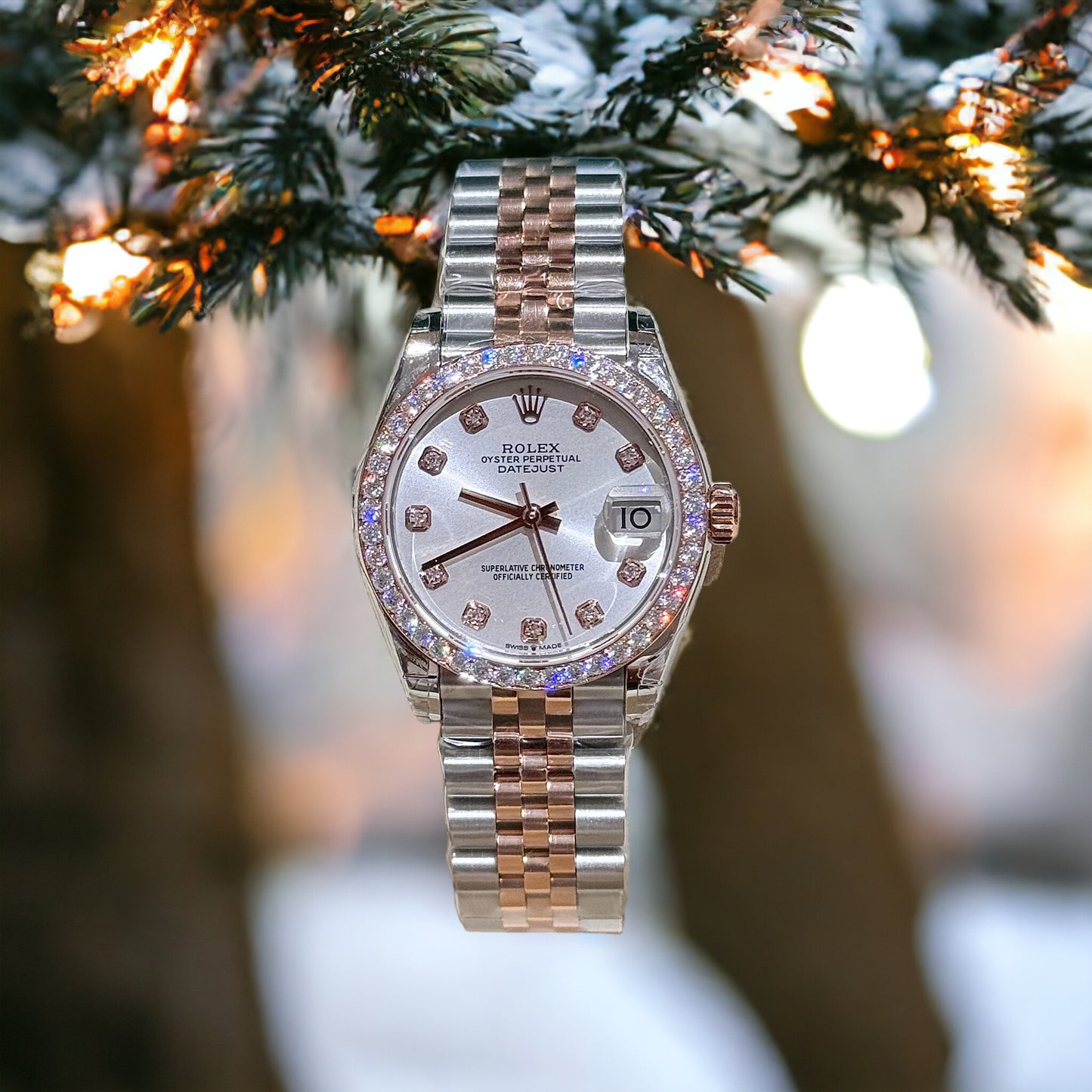 Rolex DateJust Moissanite Diamond White Dial Replica Watch Demi 31mm Clone