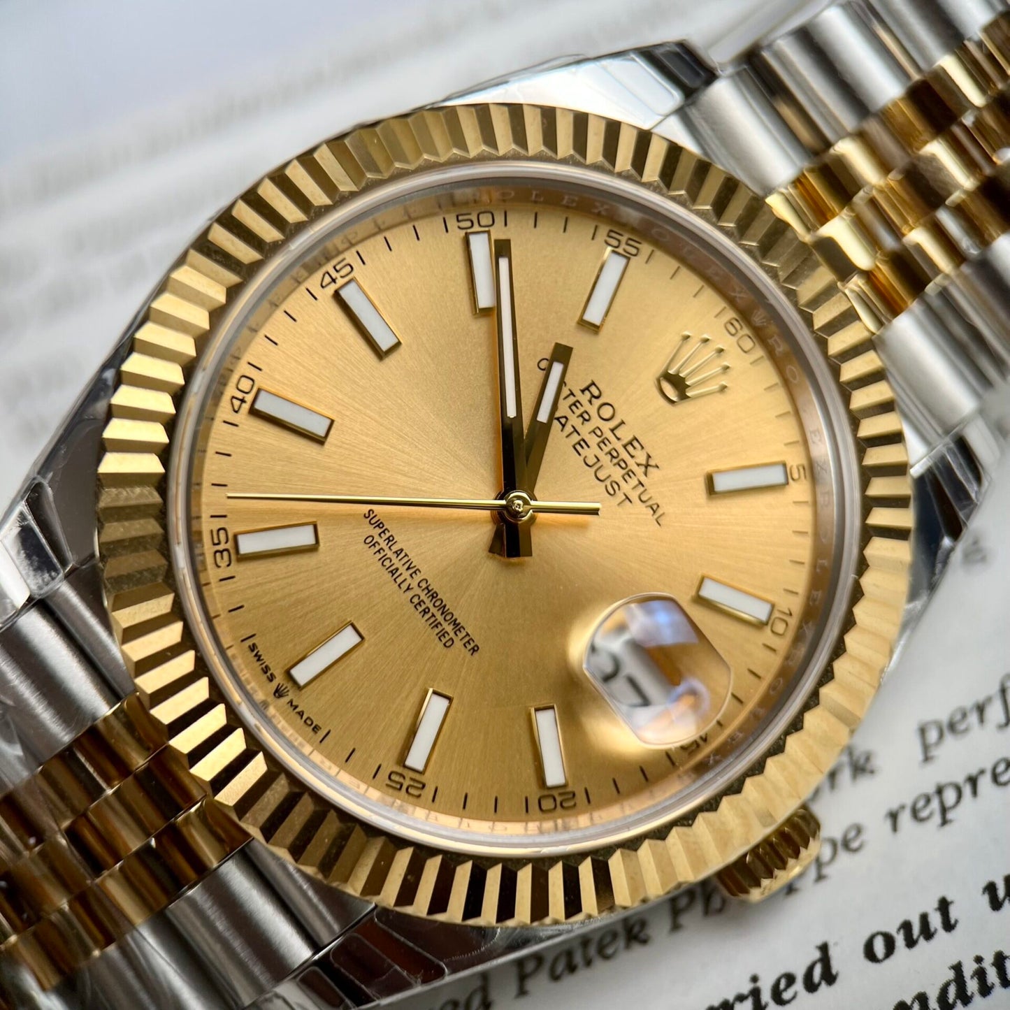 Rolex DateJust Replica Watch Yellow Dial EW Factory 36mm