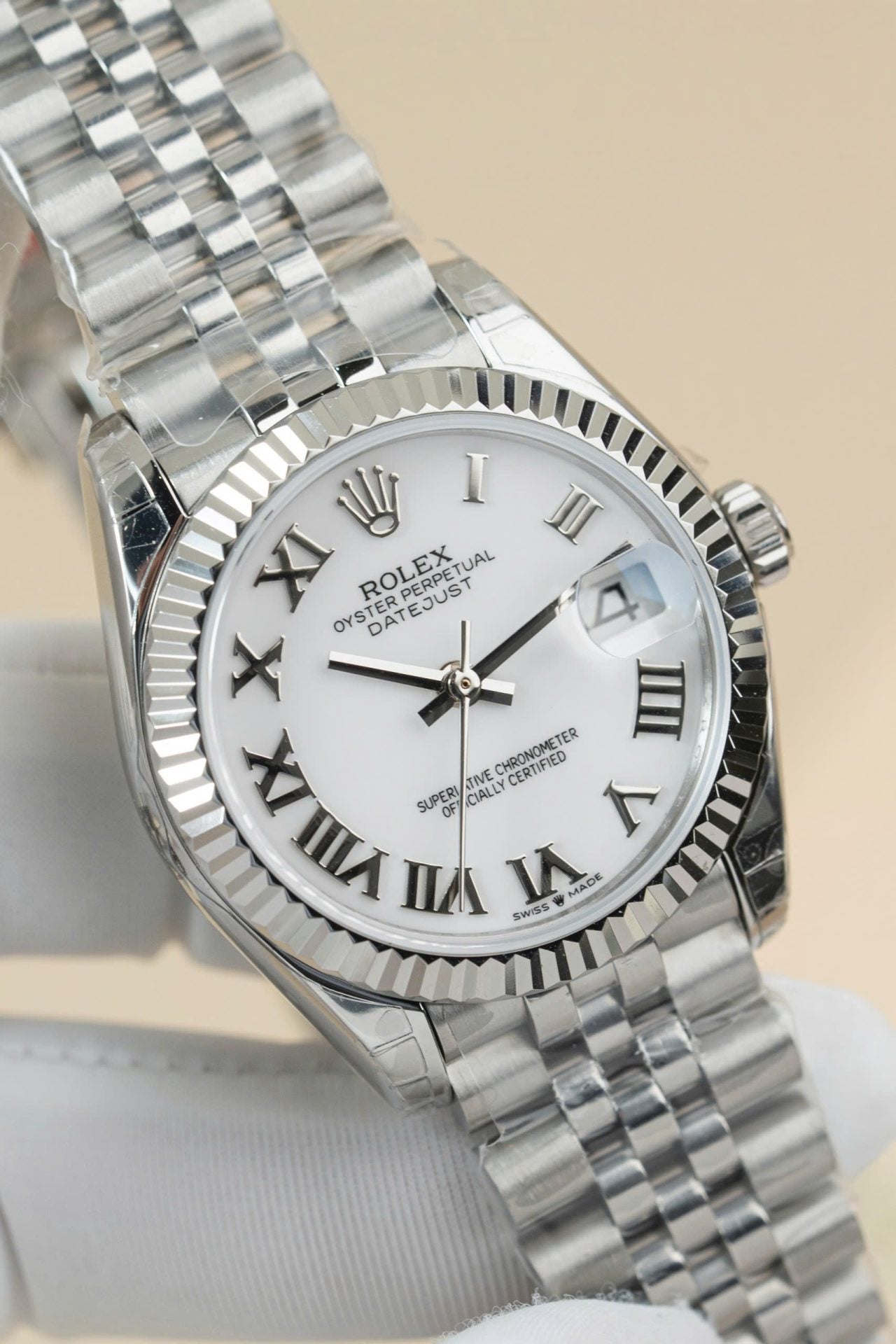 Rolex DateJust Lady Fake Watch White Dial Roman Numerals 31mm Clone