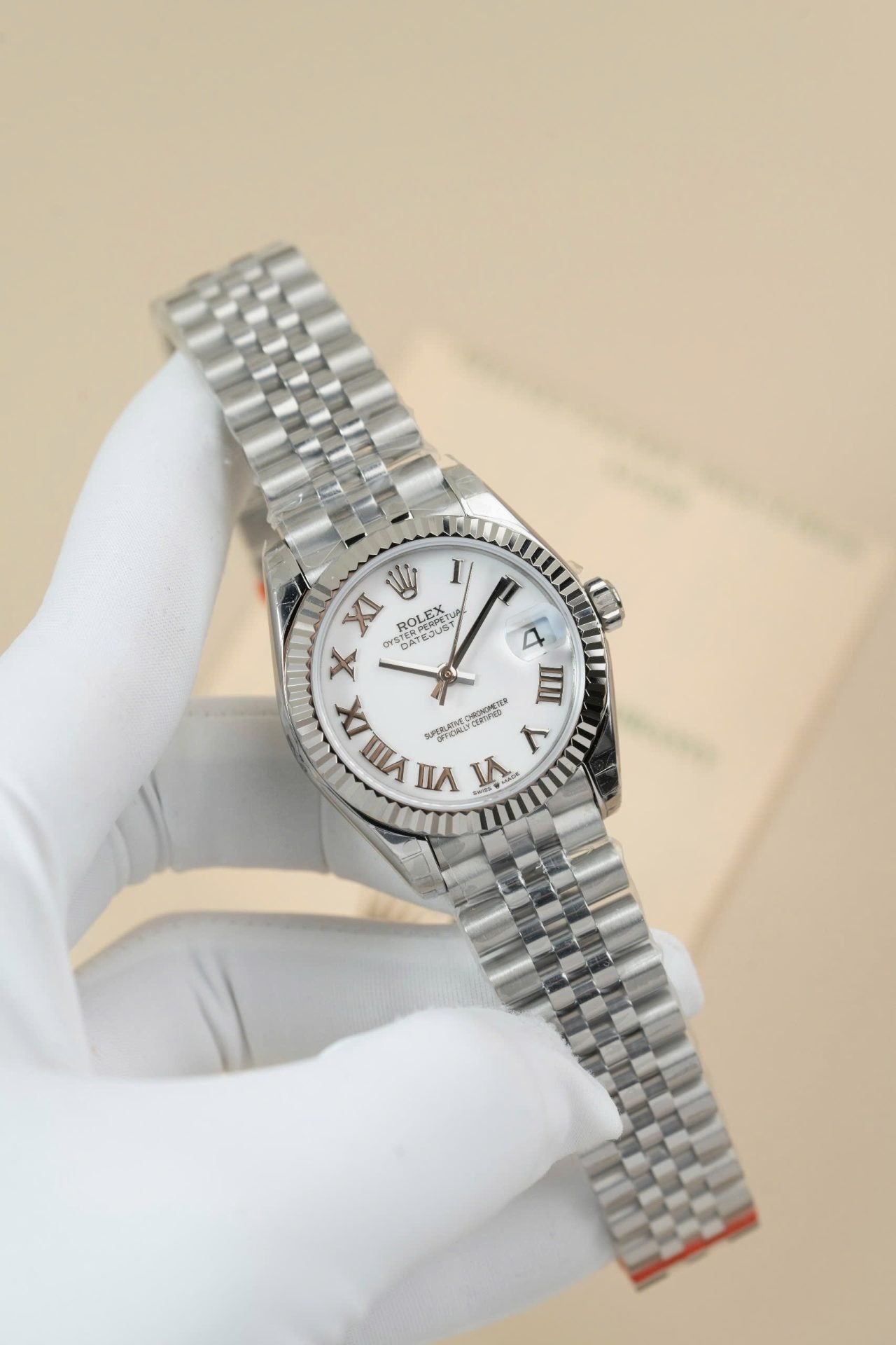 Rolex DateJust Lady Fake Watch White Dial Roman Numerals 31mm Clone