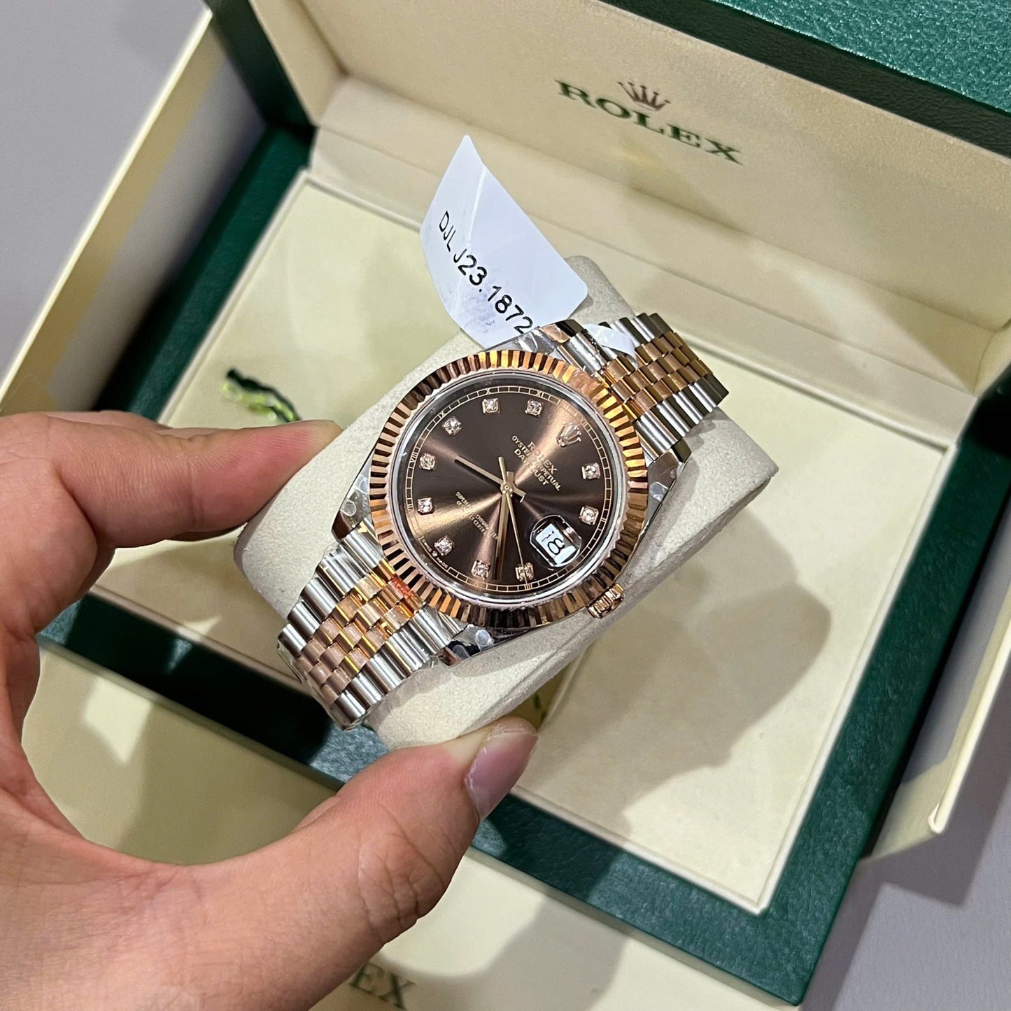 Rolex DateJust Dial Chocolate Replica Watch Custom Gold Wrapped GM Factory 41mm