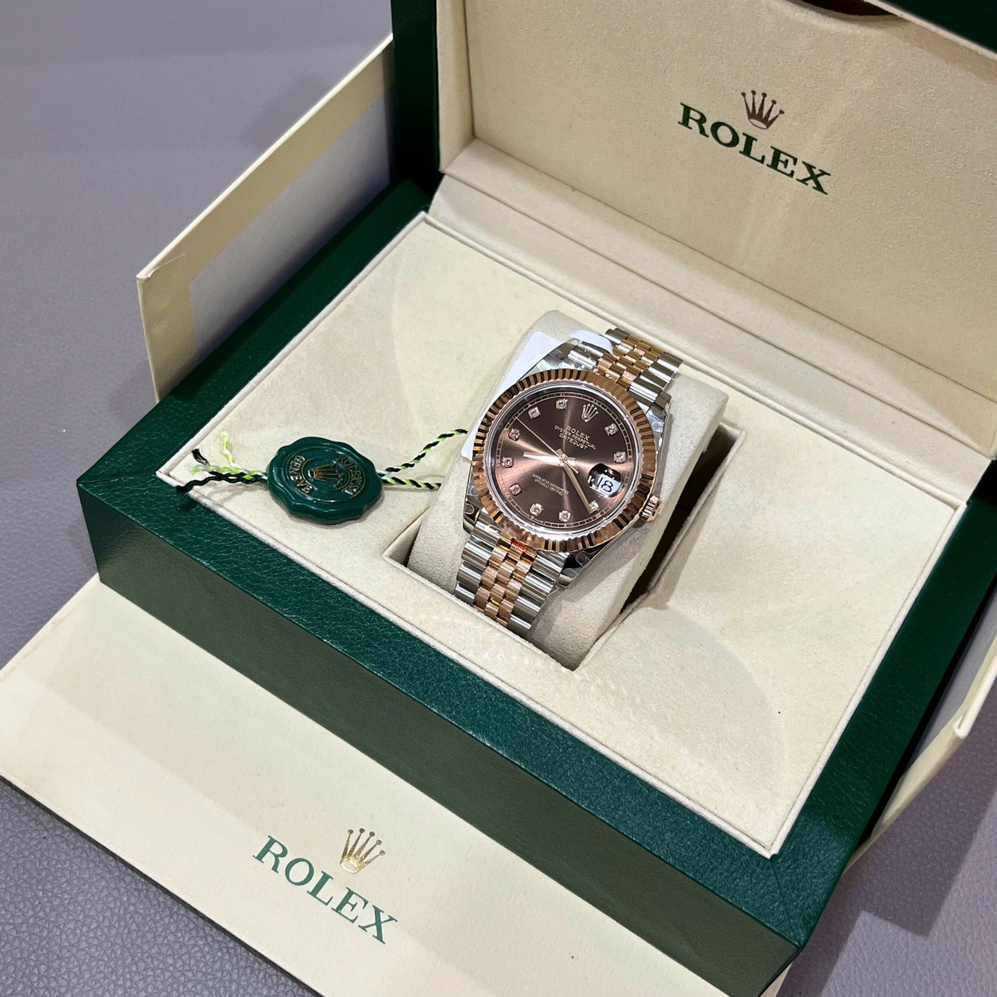Rolex DateJust Dial Chocolate Replica Watch Custom Gold Wrapped GM Factory 41mm