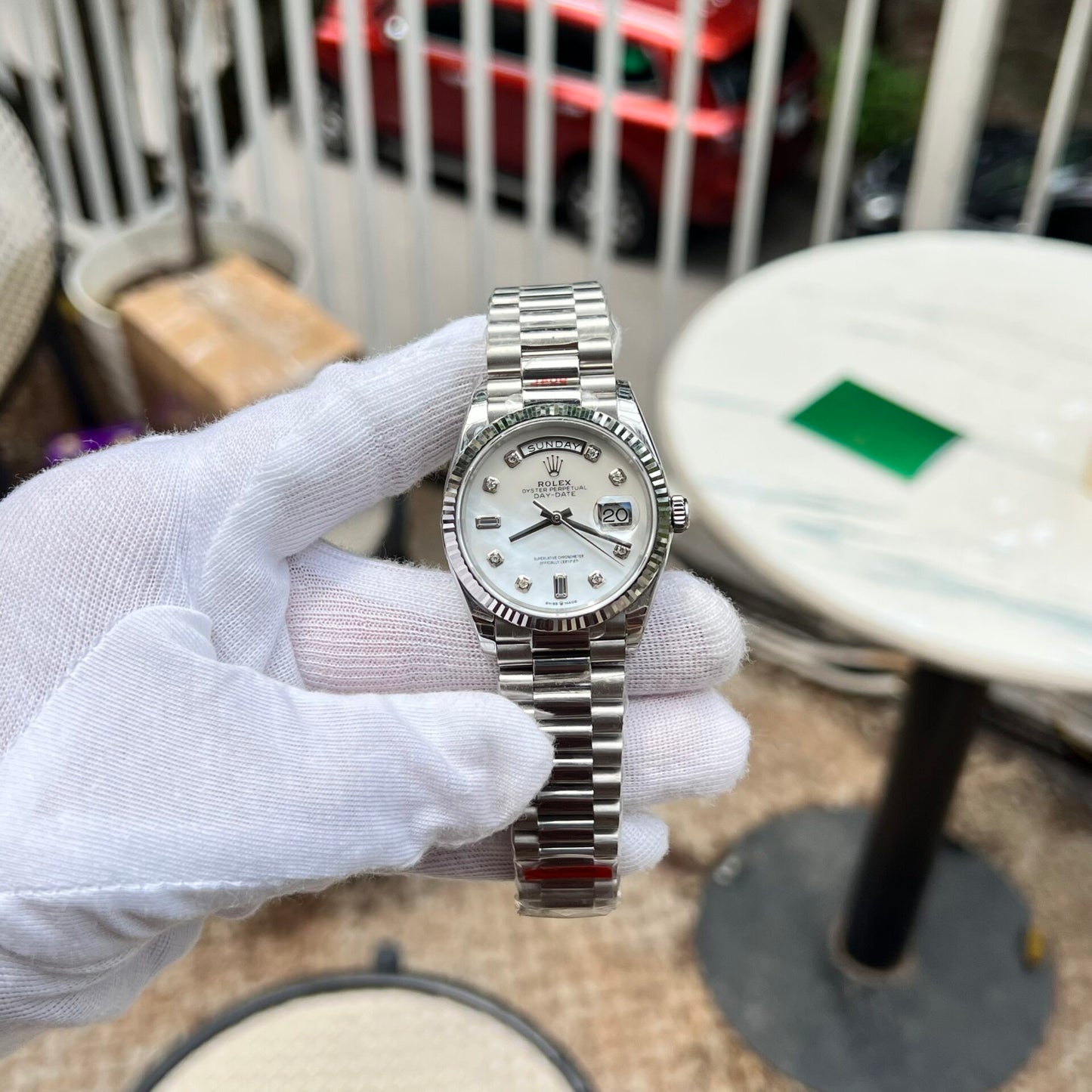 Rolex DateJust Mother Of Pearl Dial Replica Watch With Diamonds 36mm Clone