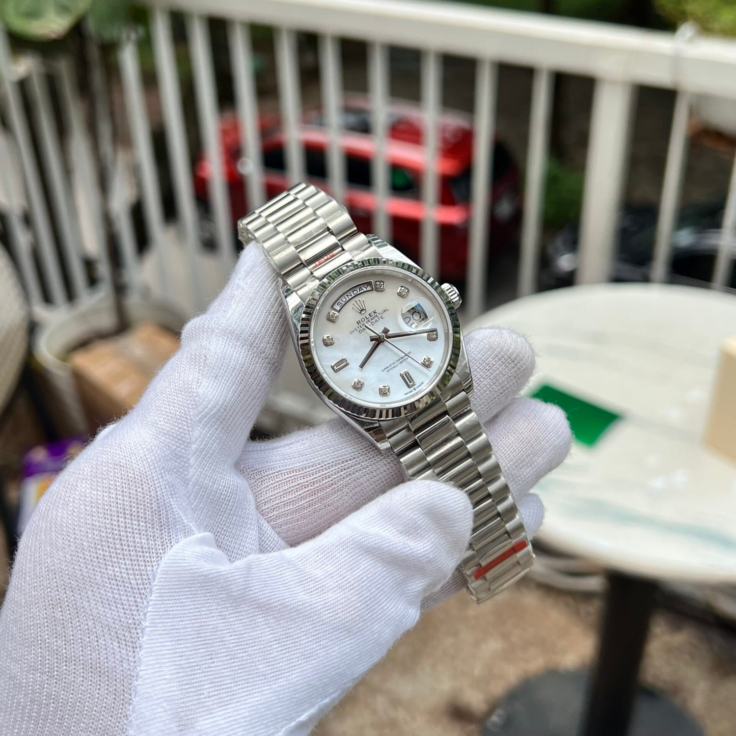 Rolex DateJust Mother Of Pearl Dial Replica Watch With Diamonds 36mm Clone