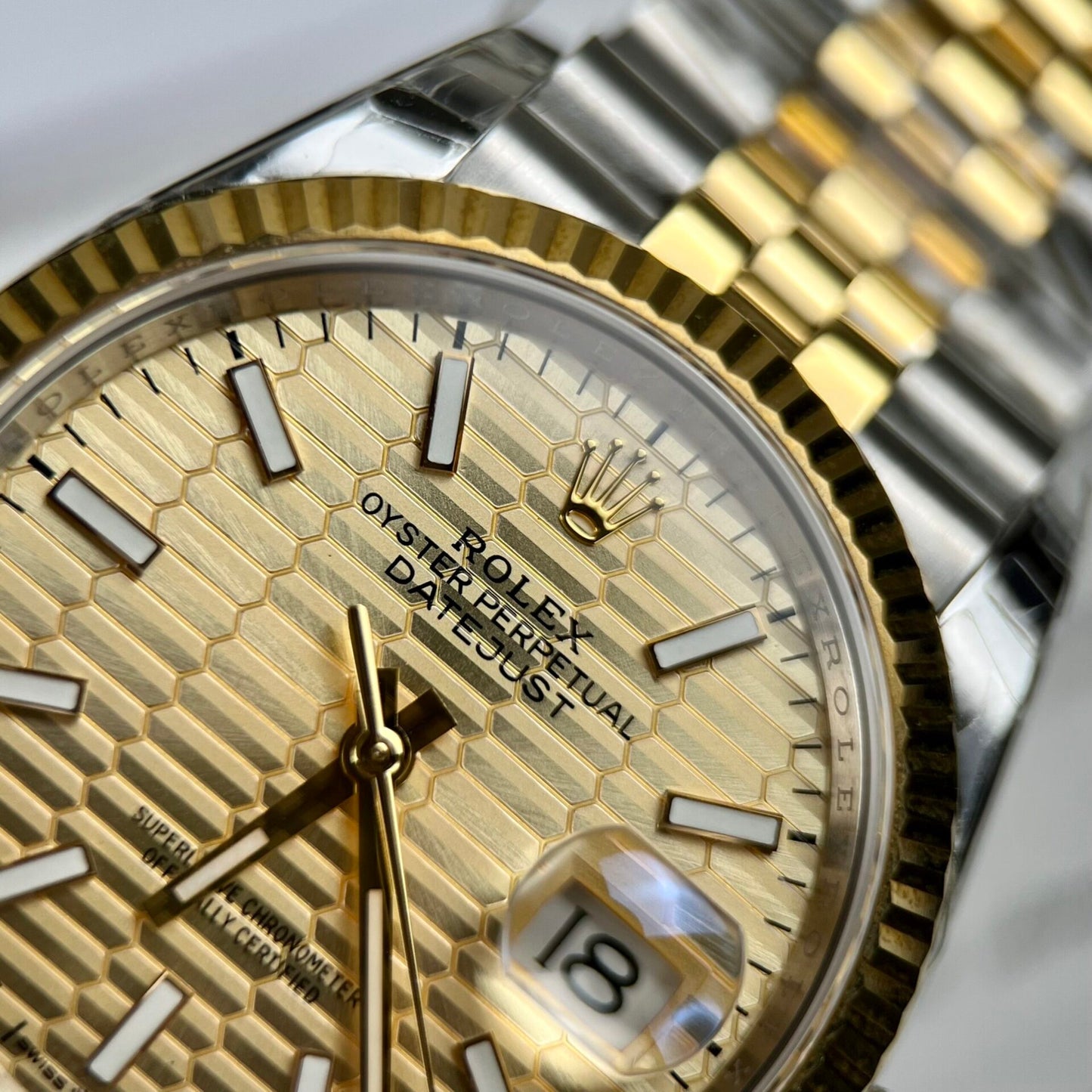 Rolex DateJust Clone Watch Yellow Dial EW Factory 36mm