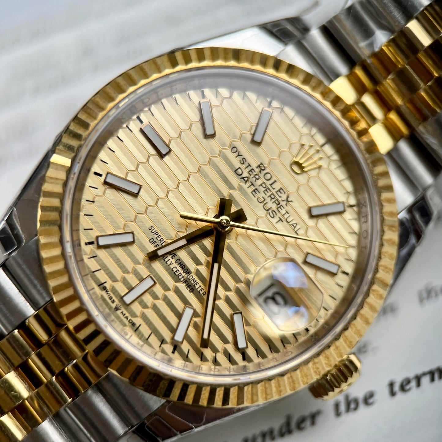 Rolex DateJust Clone Watch Yellow Dial EW Factory 36mm