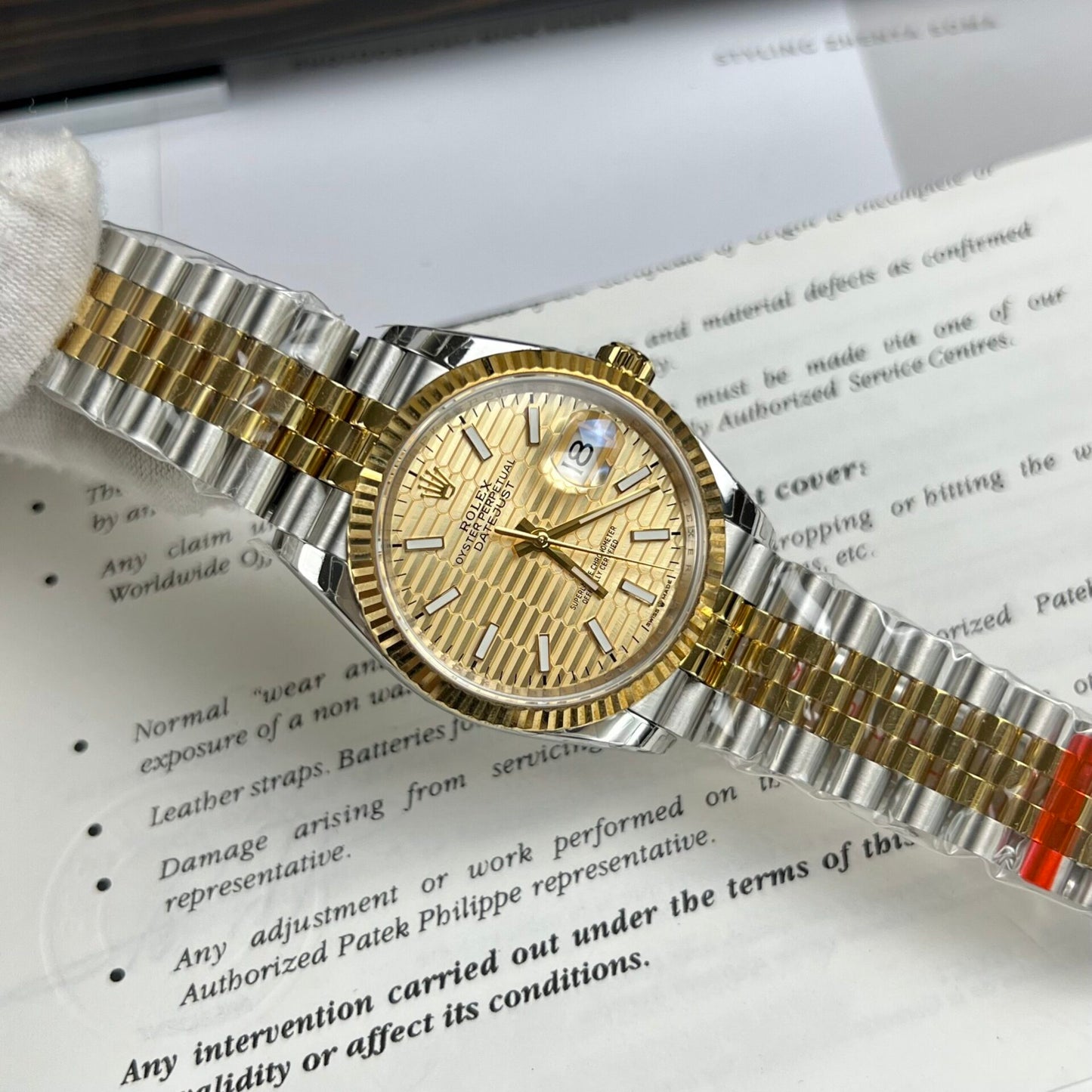 Rolex DateJust Clone Watch Yellow Dial EW Factory 36mm
