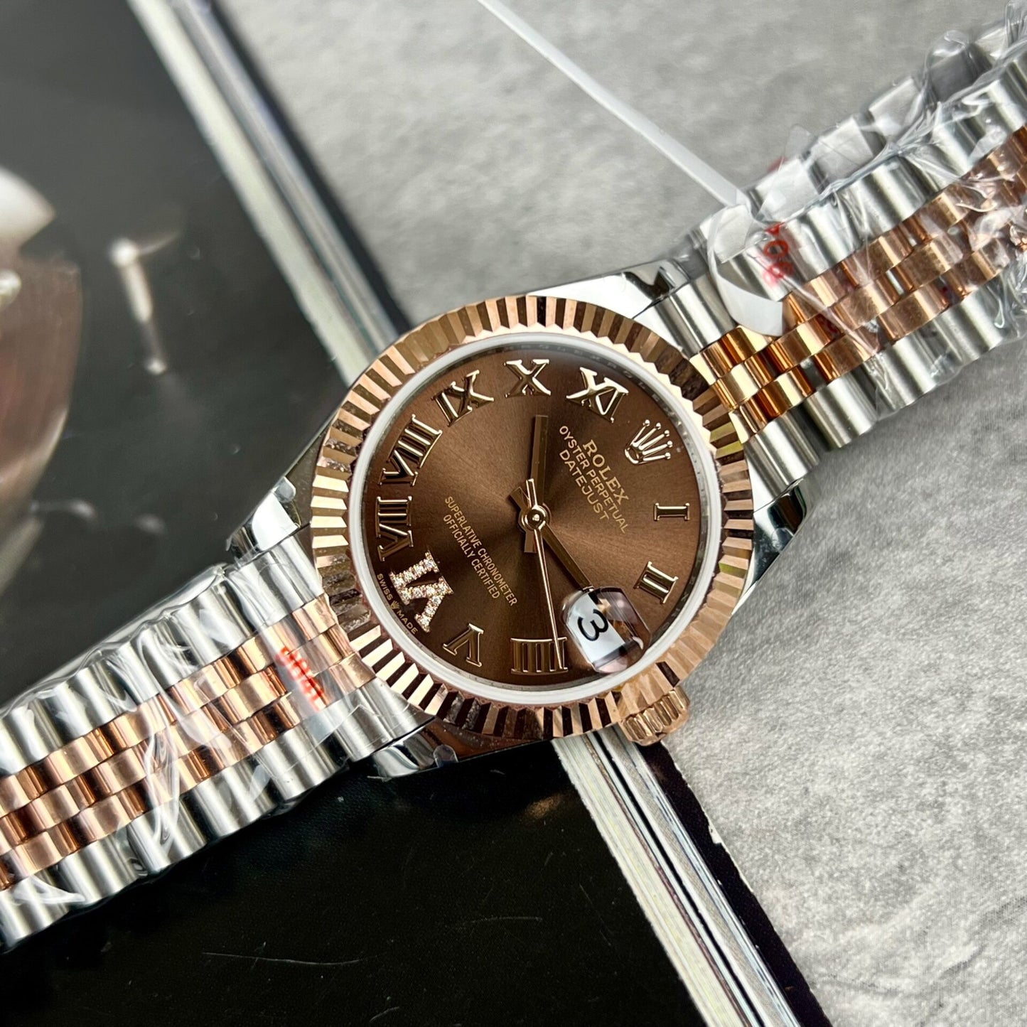 Rolex DateJust Replica Watch Gold Wrapped Chocolate Dial GM Factory 31mm