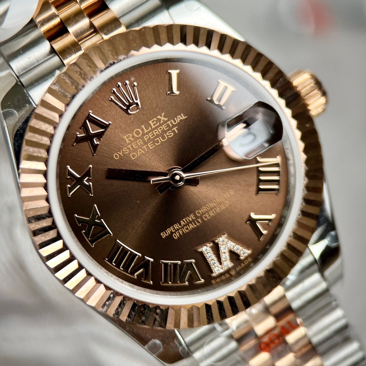 Rolex DateJust Replica Watch Gold Wrapped Chocolate Dial GM Factory 31mm