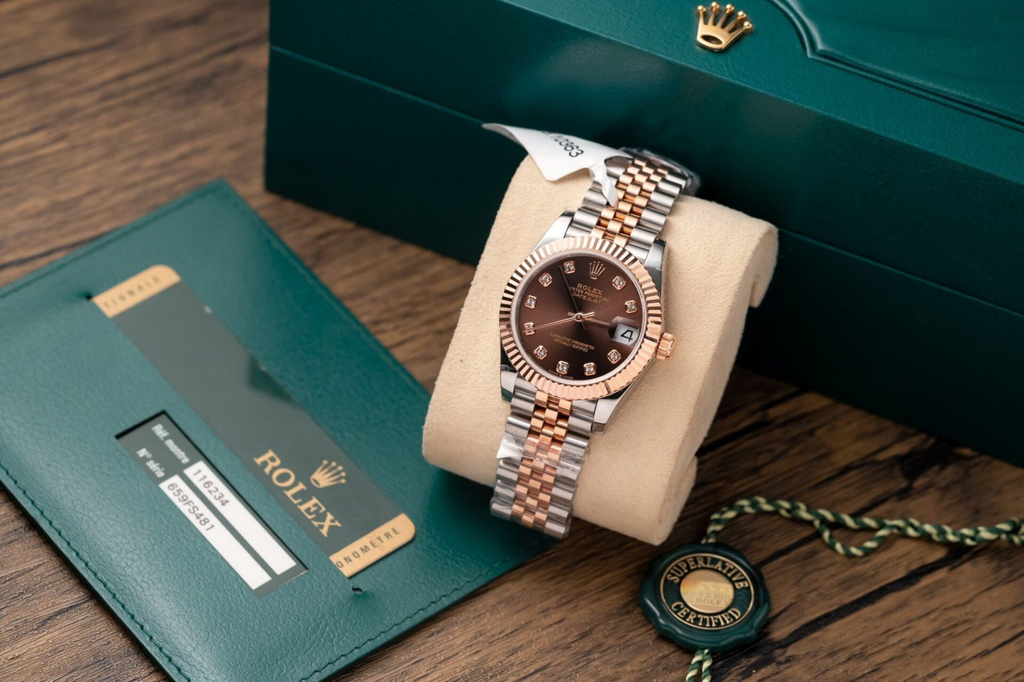 Rolex Best Replica Watch DateJust Gold Wrapped Chocolate Dial 31mm Clone