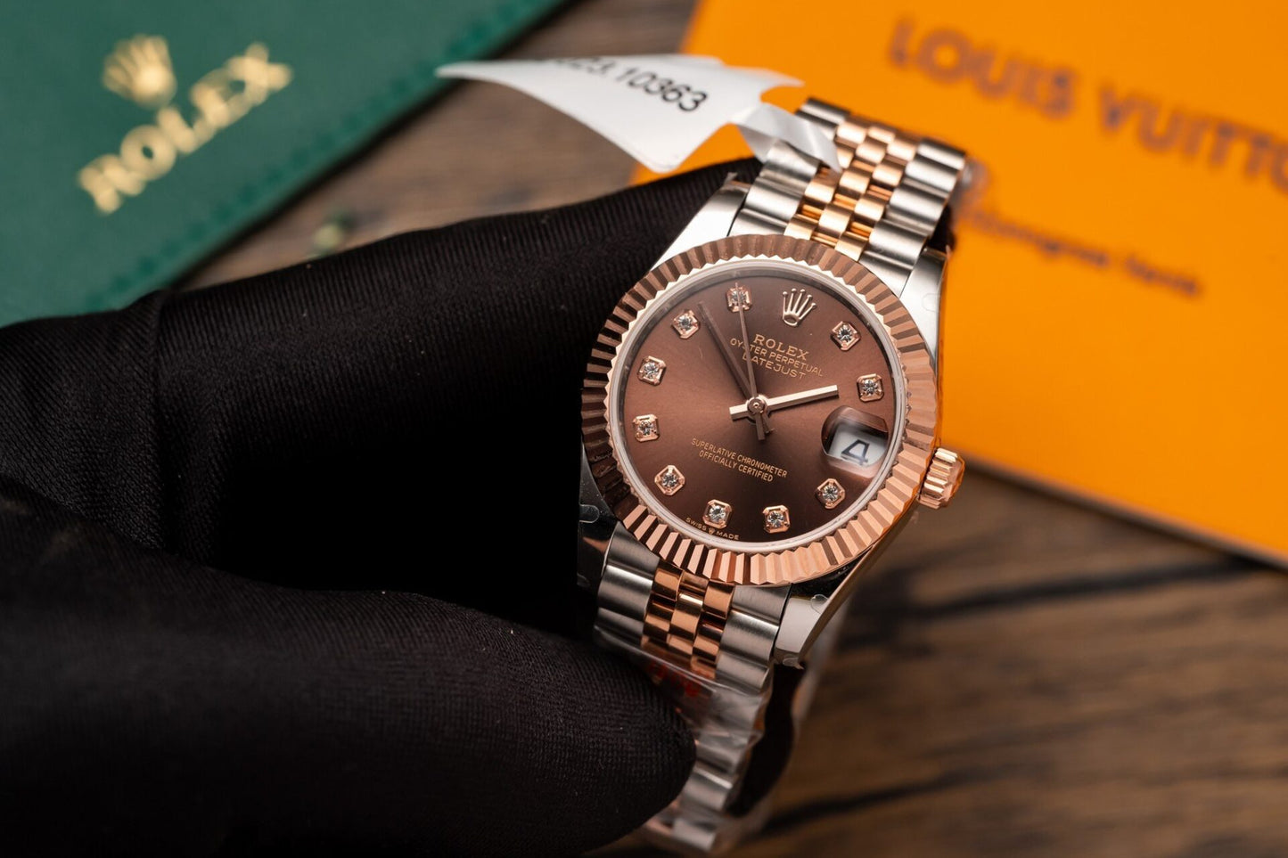 Rolex Best Replica Watch DateJust Gold Wrapped Chocolate Dial 31mm Clone