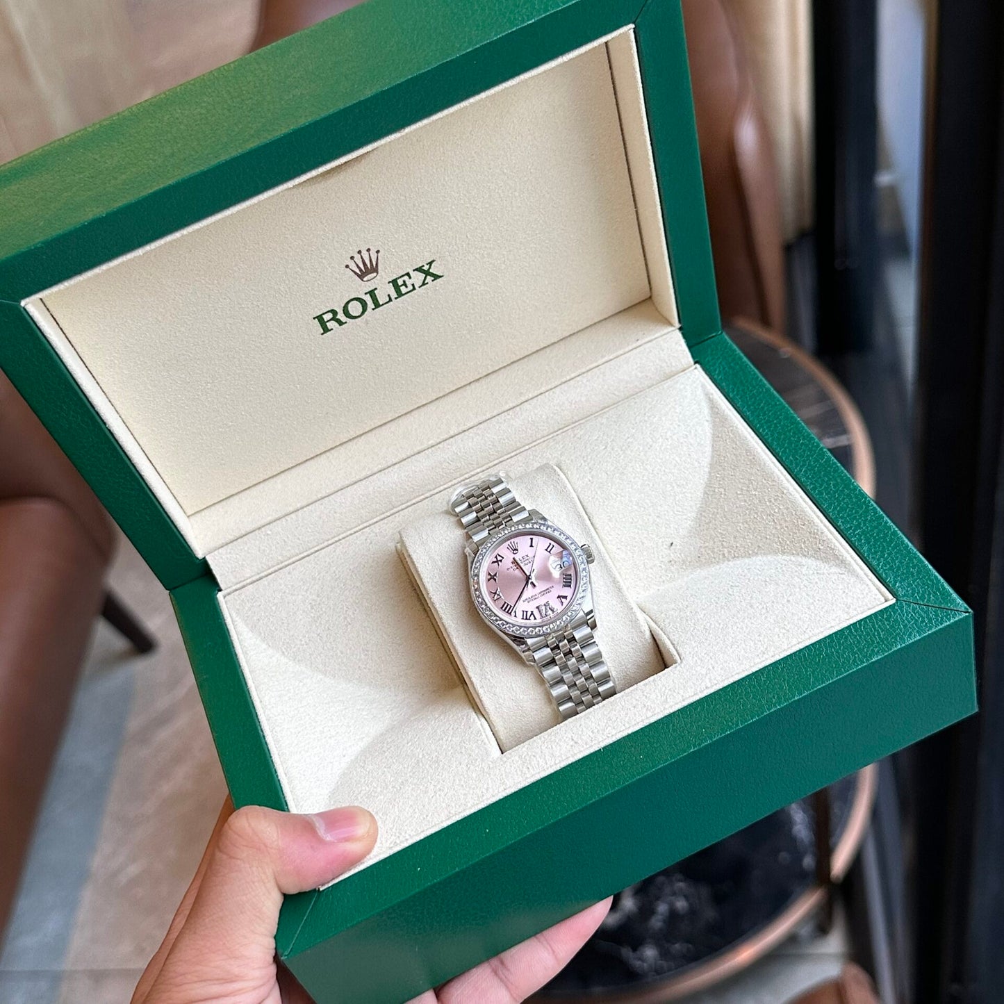 Rolex DateJust With Diamonds Pink Dial Replica Women’s Watch EW Factory 31mm