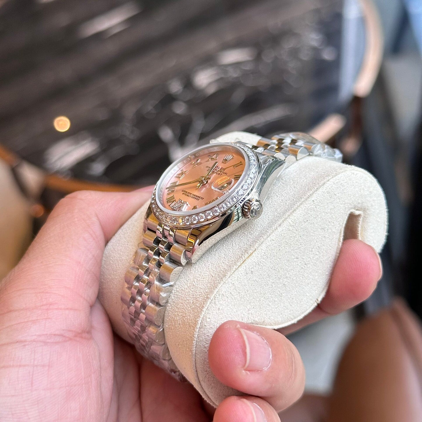 Rolex DateJust With Diamonds Pink Dial Replica Women’s Watch EW Factory 31mm